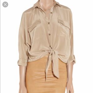 Kelly Bergin Silk Crepe De Chine Tie-front Shirt